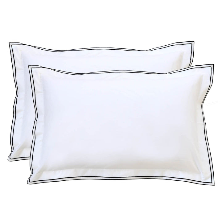 Ranznaz Cotton King Size Pillow Shams Set of 2, 100% Cotton Embroidery Trims Pillowcases with Envelope Closure, Softer and Breathable Elegant Pillow Cover for Bedding, 20 x 36 Dark Grey