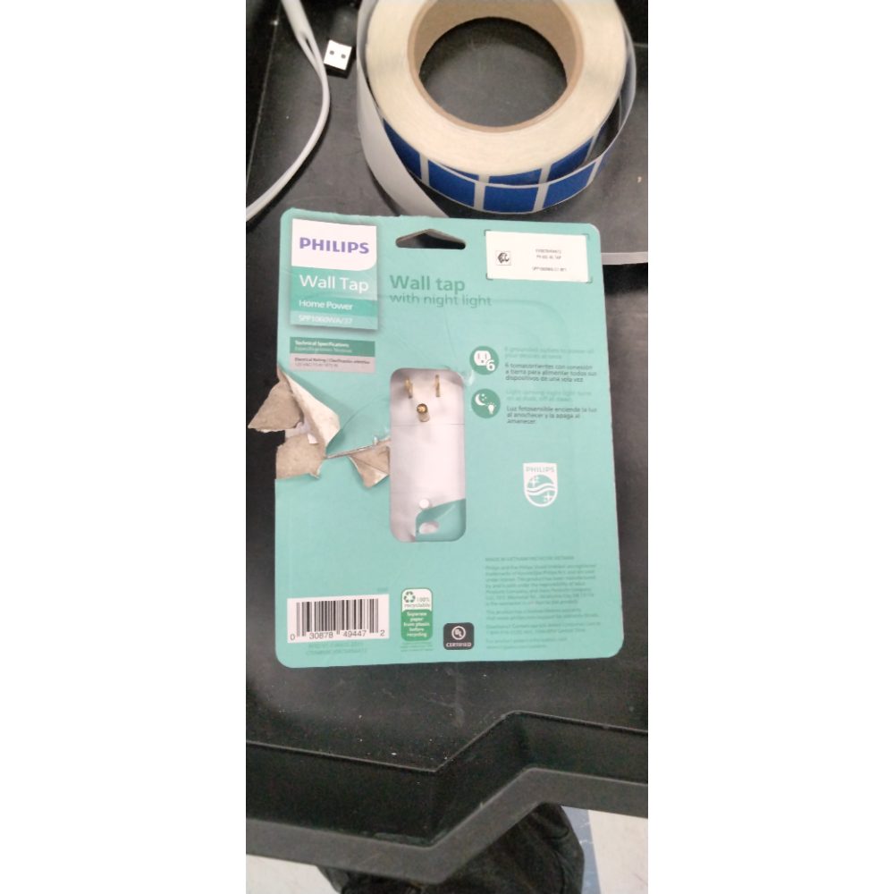 Philips 6 Outlet Grounded Power Tap, 3 Prong Wall Adapter, Automatic Soft Glow Night, Light-Sensing, Dusk to Dawn, UL Listed, White, SPP1060WA/37, 1 Pack
