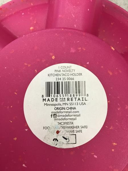 Made for Retail Kitchen Taco Holder - 1 Count, Pink Novelty, Dishwasher/Microwave Safe Retail $2.85