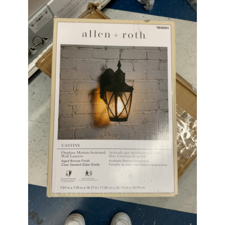 Allen + Roth Castine 1-Light 14.17 in Bronze Motion Sensor Outdoor Wall Light