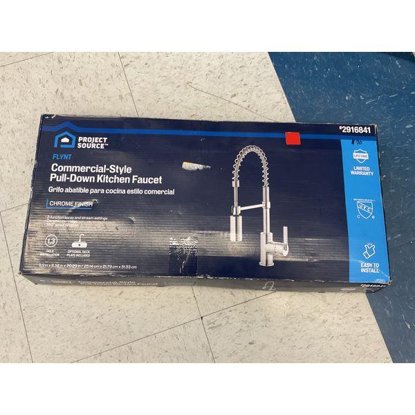 Project Source FLYNT Commercial-Style Pull-Down Kitchen Faucet - Chrome Finish