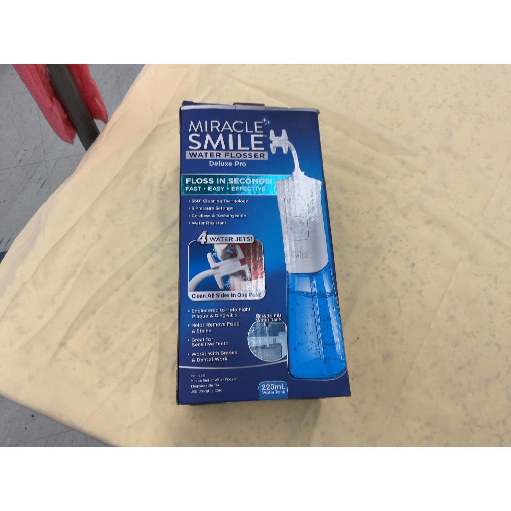 Miracle Smile Water Flosser Deluxe Pro - Cordless, Rechargeable, 3 Pressure Settings, 4 Water Jets