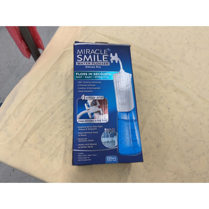 Miracle Smile Water Flosser Deluxe Pro - Cordless, Rechargeable, 3 Pressure Settings, 4 Water Jets