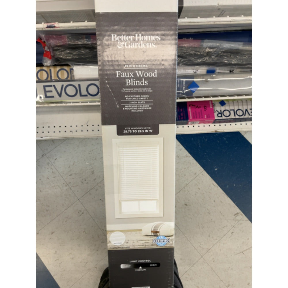 Better Homes & Gardens 2  Cordless Faux Wood Horizontal Blinds  White  29x64