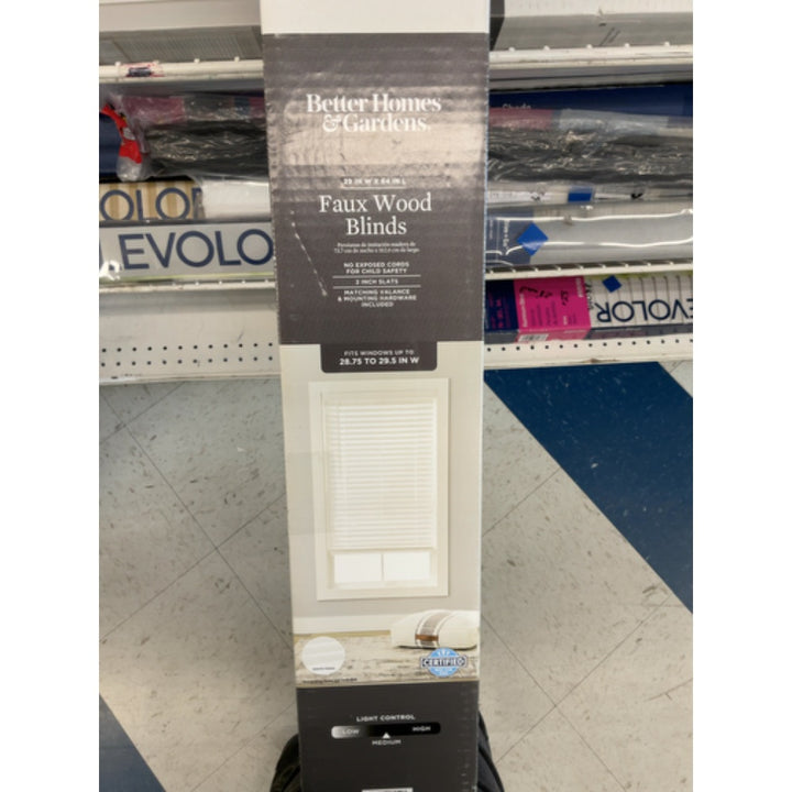 Better Homes & Gardens 2  Cordless Faux Wood Horizontal Blinds  White  29x64