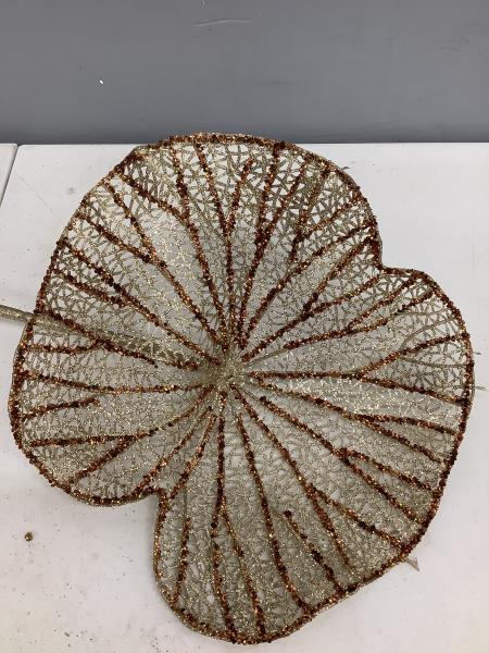 Glittered Lotus Leaf Stem - Decorative Floral Accent Retail $14.99