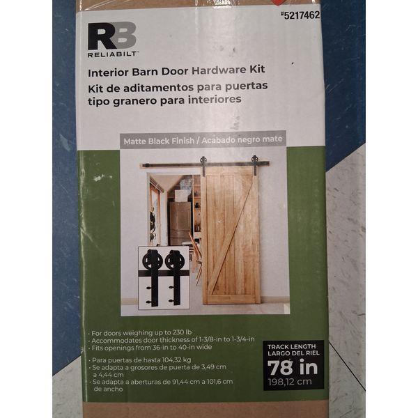 Reliabilt Interior Barn Door Hardware Kit - Matte Black, 78-inch Track