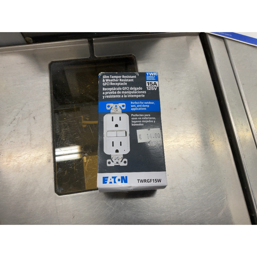 Eaton Slim Tamper Resistant GFCI Receptacle - 15A 125V, Weather Resistant - White