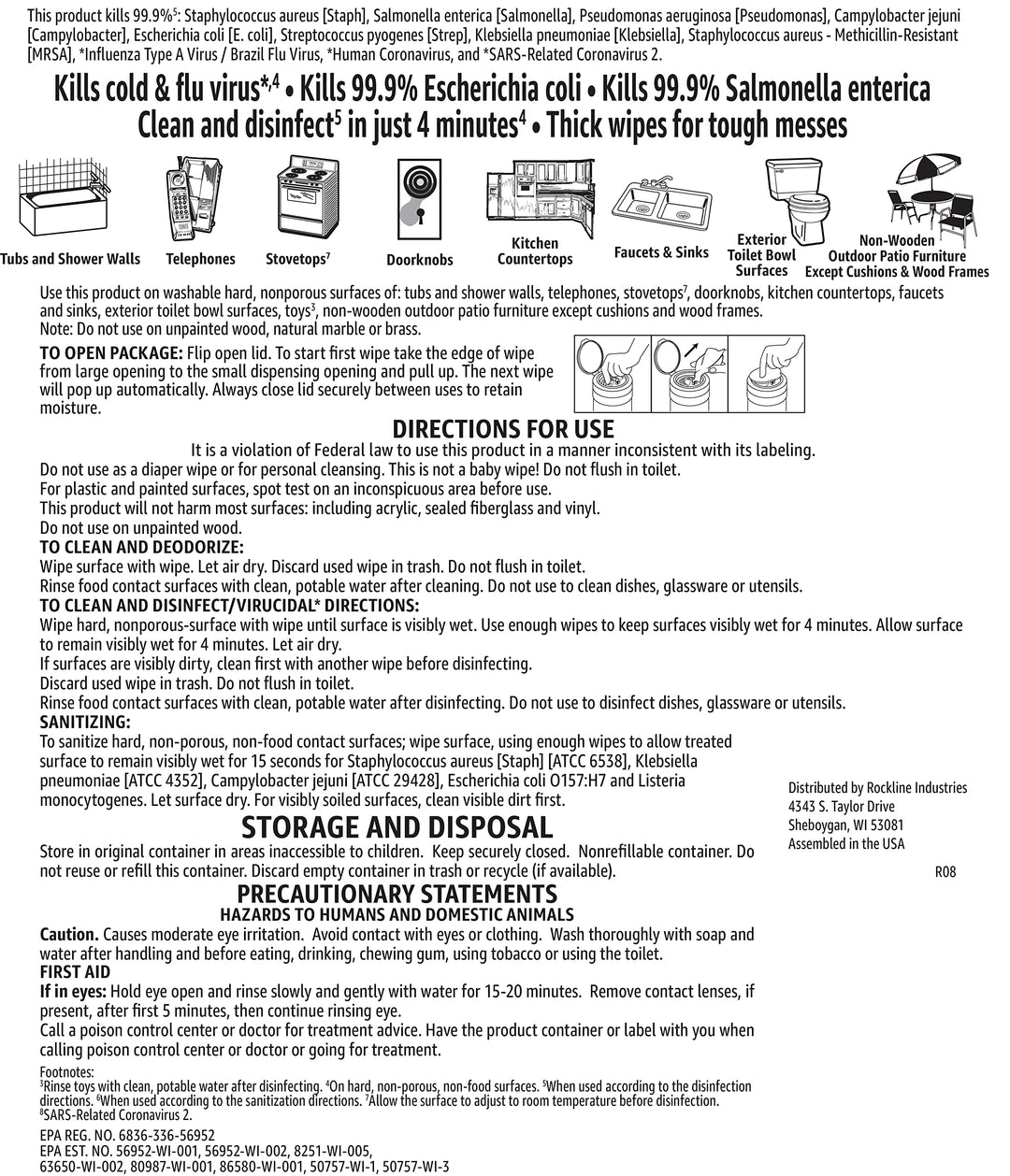 Amazon Basics Disinfecting Wipes, Lemon Scent, Sanitizes/Cleans/Disinfects/Deodorizes, 85 Count