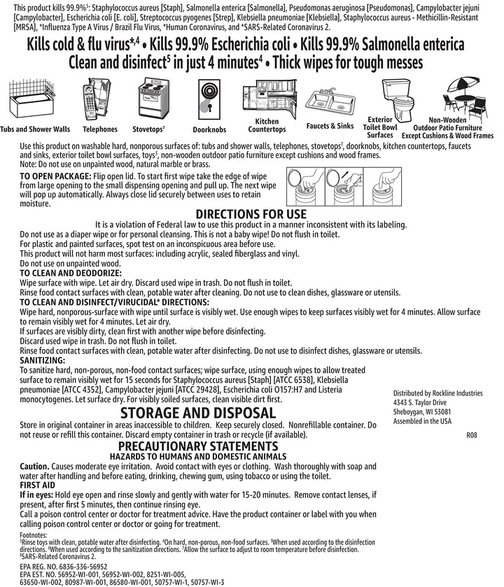Amazon Basics Disinfecting Wipes, Lemon Scent, Sanitizes/Cleans/Disinfects/Deodorizes, 85 Count