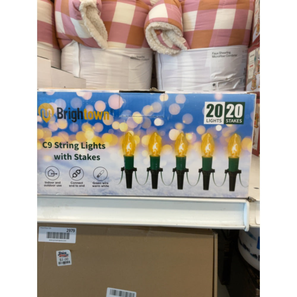 C9 Christmas Lights Outdoor, 25.7 Ft 20 Bulbs Christmas Pathway Lights, Waterproof Walkway Lights for Outside Driveway Sidewalk Outdoor Christmas Decorations Yard, Clear