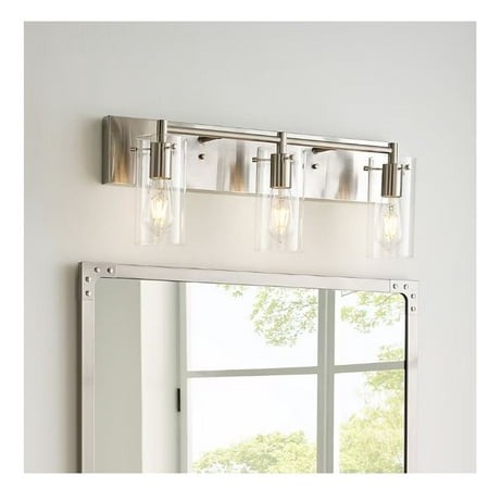 Allen + Roth Yuma 24-Inches 3 -Light Brushed Nickel Vintage Vanity Light Bar