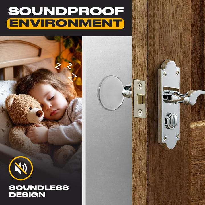 Door Stoppers for Wall 2" (16 Pack) - Self Adhesive & Discreet Door Knob Wall Protector - Quiet Door Bumper with Strong Back Adhesive - Rubber Door Stops - Shock Absorbent Door Handle Stopper
