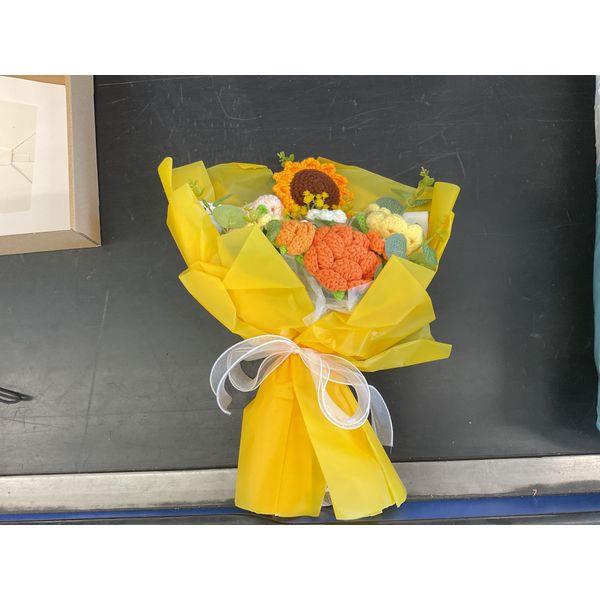 Handmade Crochet Flower Bouquet - Sunflower, Orange Roses, Yellow Carnations Retail $45.00