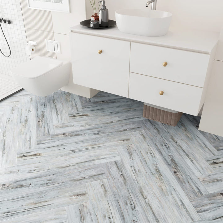 STICKEEP Peel and Stick Bathroom Floor Tiles 16 PCS Vinyl Tiles Peel and Stick Floor Tile Waterproof Laminate Flooring Sticky Tiles for Floor Vinyl Plank Temporary Flooring for Renters Bedroom Kitchen