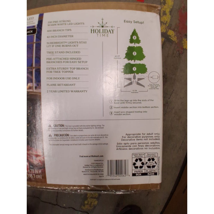 6.5ft Prelit Madison Pine Black Artificial Christmas Tree Warm White LED Lights Retail $15.00