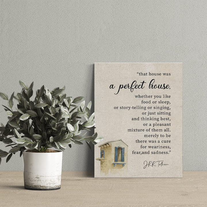 Inspirational Quote Canvas Wall Art Decor That was a Perfect House Poster Painting Framed Vintage Literature Print Signs Picture for Home Room Decor 12 X 15 inch
