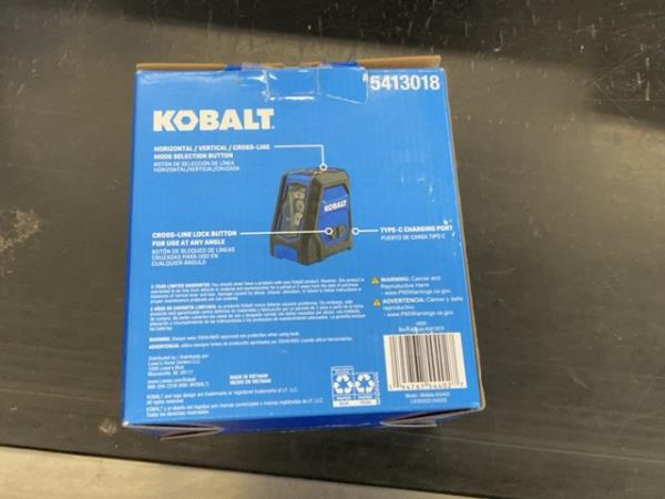 Kobalt 5413018 100-ft Rechargeable Cross-Line Laser Level - Green Laser, Water Resistant Retail $79.00