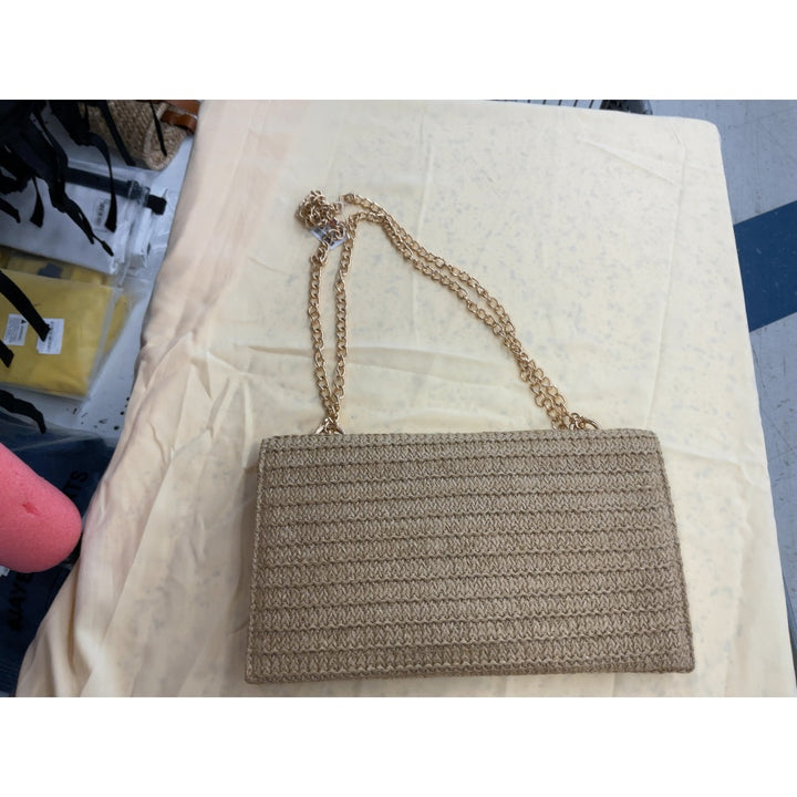 Unbranded Straw Clutch Purse with Chain Strap, Party Bag