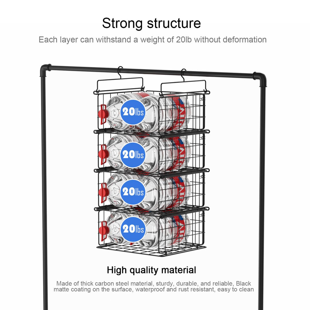 Chemailon 4 Tier Hanging Stackable Closet Organizer Wire Storage Bin Basket Drawers Shelves for Clothes Sweaters Handbags Clutches Black