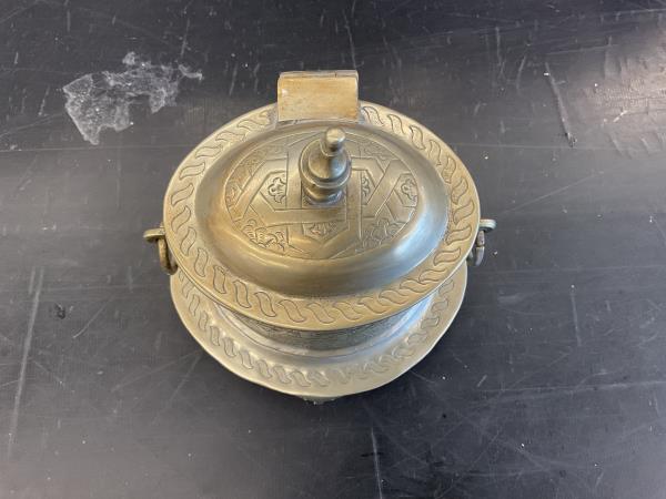Vintage Brass Butter Dish with Lid and Tray - Ornate Engraved Design Retail $45.00