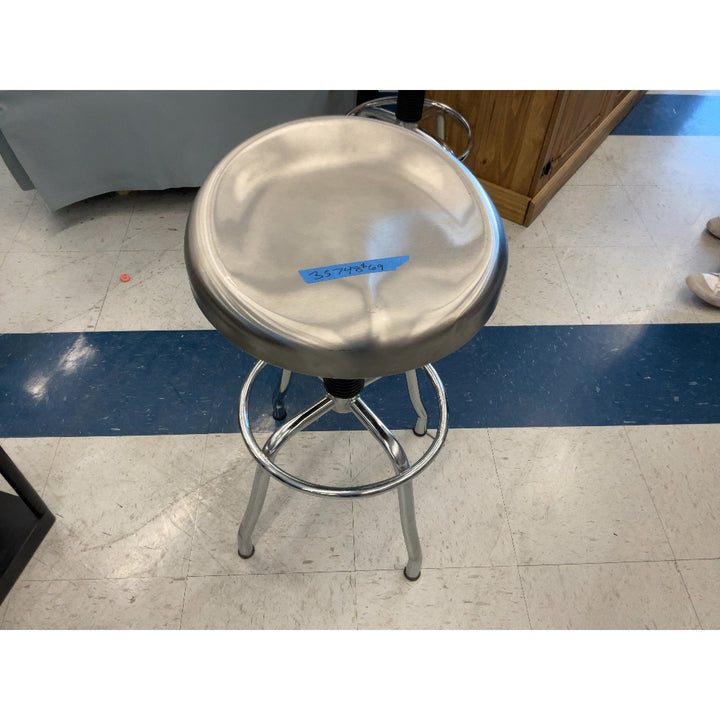 Adjustable Height Stool, Swivel Seat, Chrome Finish