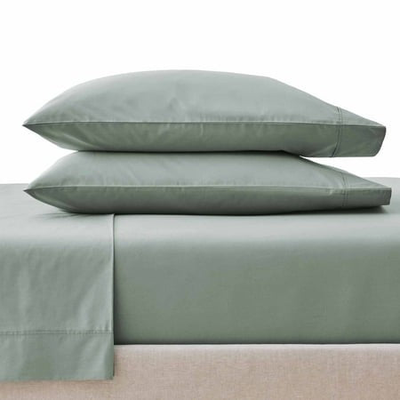 Better Homes & Gardens Cool & Crisp 4-Piece 300 Thread Count Green River Cotton Percale Sheet Set  Queen