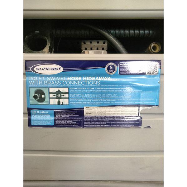 Suncast 150 ft Swivel Hose Hideaway - Brass Connections, Smart Trak Hose Guide Retail $140.00