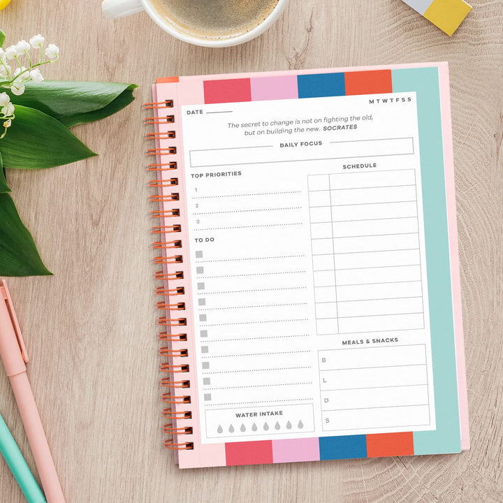 S&O Undated Planner with Meal, Habit and Routine Tracker, Daily To Do List - Daily Planner Goal Agenda Pink Notebook Organizer for 2025, Students, College, Work, ADHD, Fitness, Productivity Retail $5.00