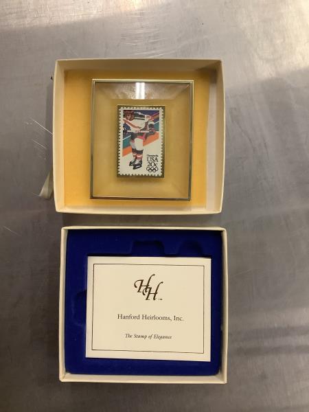 Hanford Heirlooms "The Stamp of Elegance" 1984 Olympics Hockey Stamp Retail $34.99