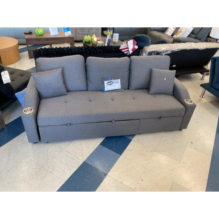 Furniture of America Brand Sofa Bed - Pull Out Sleeper, Cup Holders, Storage, Gray