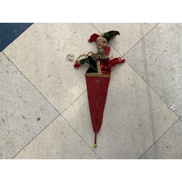 Jester Plush Ornament - Red and Green Retail $15.00