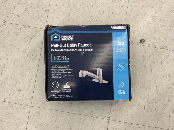 Project Source Pull-Out Utility Faucet - Stainless Steel Finish Retail $60.00