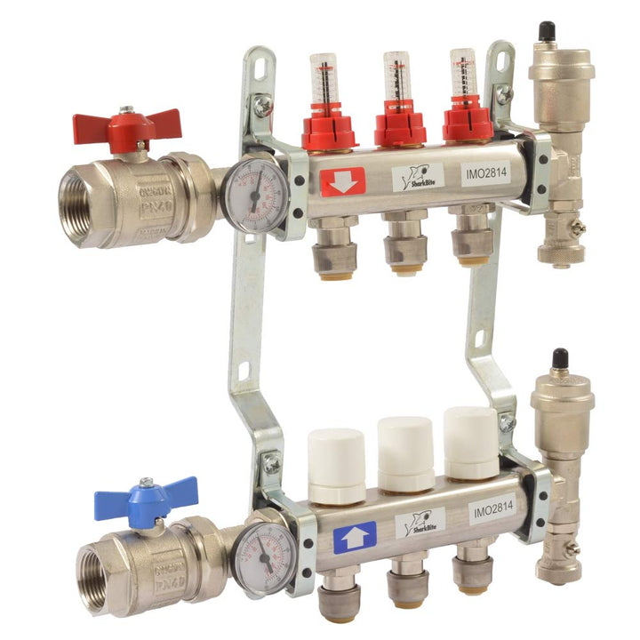 SharkBite 3 Loop Radiant Heating Manifold, Push to Connect Brass Plumbing Fitting, PEX Pipe, PE-RT, 24930 Retail $281.00