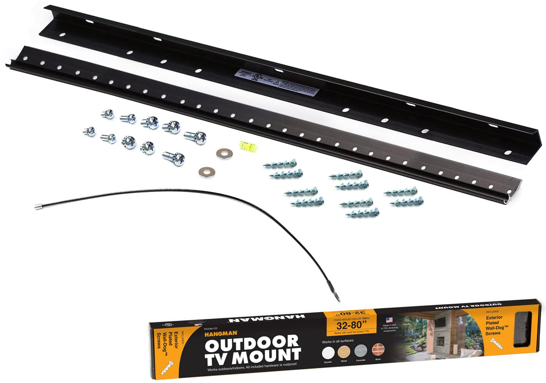 Hangman 32" to 80" Outdoor TV Hanger Up to 100 lbs Low Profile VESA No Stud Wall Mount Brick Concrete Wood Drywall WD2060-OD Retail $28.00