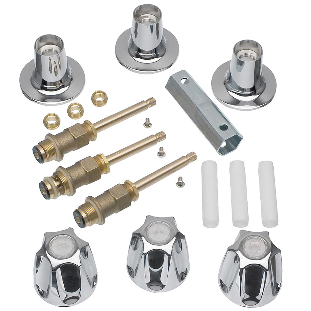 Danco (39619) Bathtub and Shower 3-Handle Remodel/Rebuild Trim Kit for Price Pfister Verve Faucets, Includes 12H-2H, 12H-2C, 12H-18D Stems, Knob Handles in Chrome, Pack of 1