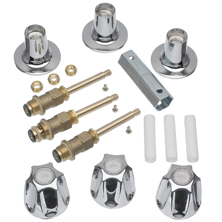 Danco (39619) Bathtub and Shower 3-Handle Remodel/Rebuild Trim Kit for Price Pfister Verve Faucets, Includes 12H-2H, 12H-2C, 12H-18D Stems, Knob Handles in Chrome, Pack of 1