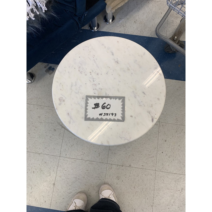 Round Accent Table - Marble Top, Wood Base