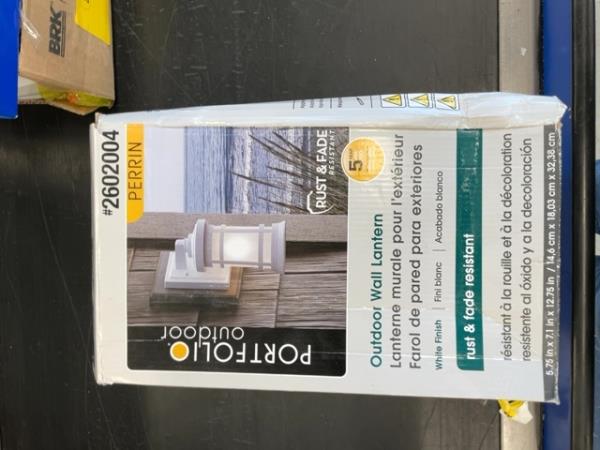 Portfolio Outdoor Wall Lantern - Rust & Fade Resistant, White Finish Retail $40.00