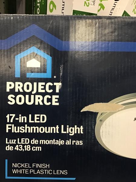 Project Source 17-in LED Flushmount Light - Adjustable Color Temperature, Nickel Finish Retail $60.00