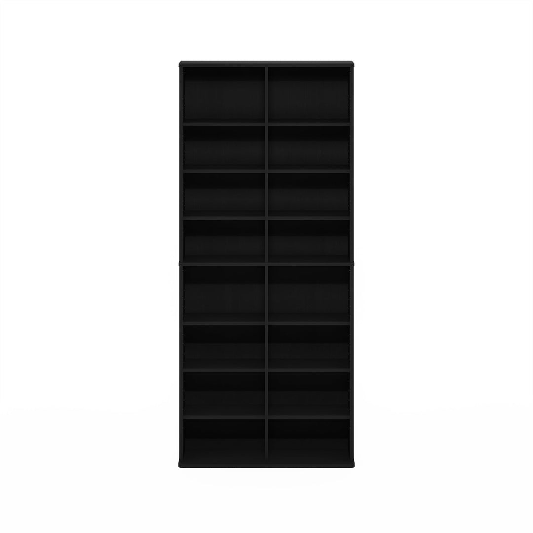 Furinno Jaya DVD Shelf, 16-Shelf Wide CD Rack, Media Shelf with Adjustable Shelves, 8 x 2 DVD Storage Cabinets for CD Blueray Game Disc, Easy Assembly, for Living Room, Home Office, Americano