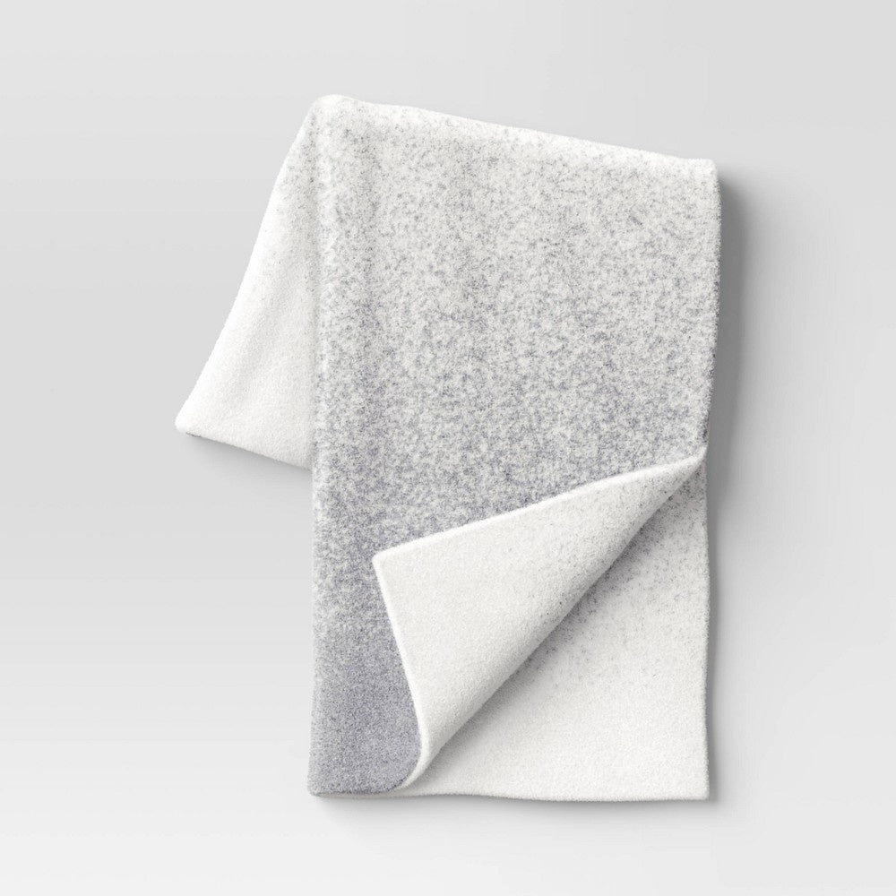 Reversible Ombre Cozy Feathery Knit Throw Blanket Blue/Gray - Thresholdâ„¢