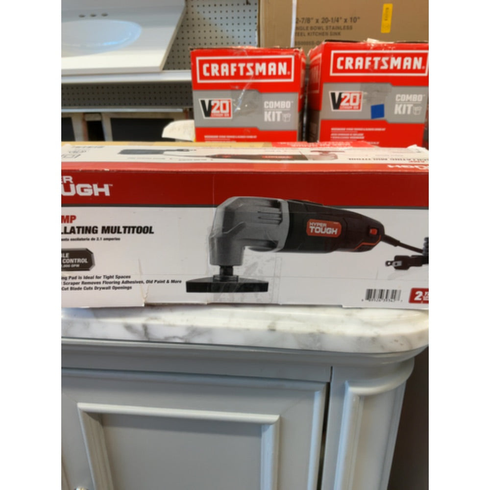 Hyper Tough 2.1 Amp Corded Oscillating Multi-function Tool  Variable Speed  with Hex Key  Sanding Pad  Quarter Inch Blade  Scraper Blade & 3 Sanding S