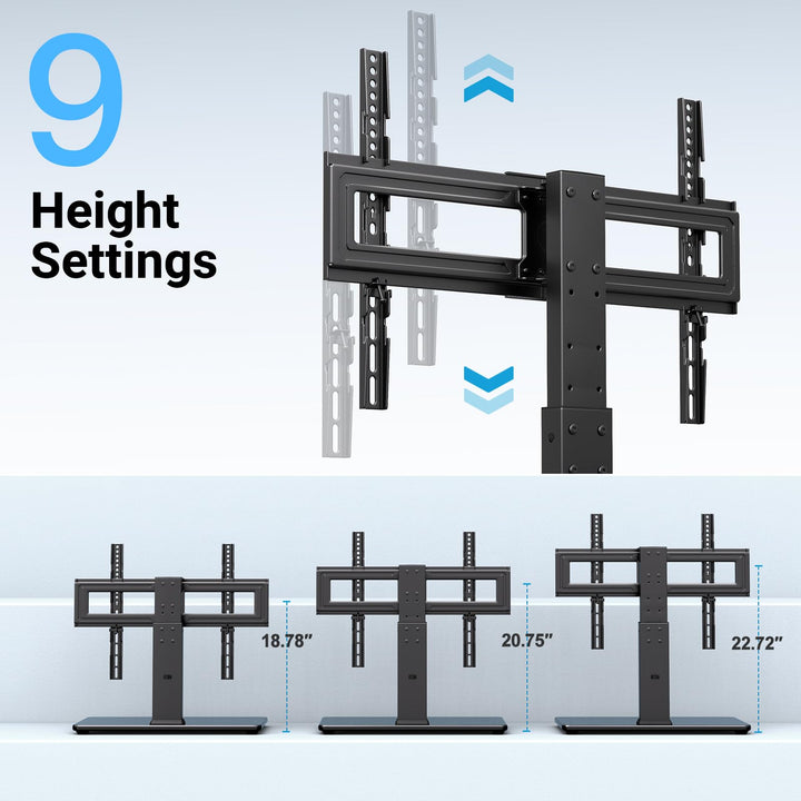 PERLESMITH Swivel Universal TV Stand for 37-80 inch LCD OLED Flat/Curved Screen TVs-Height Adjustable Table Top Center TV Stand with Wire Management, VESA 600x400mm up to 88lbs