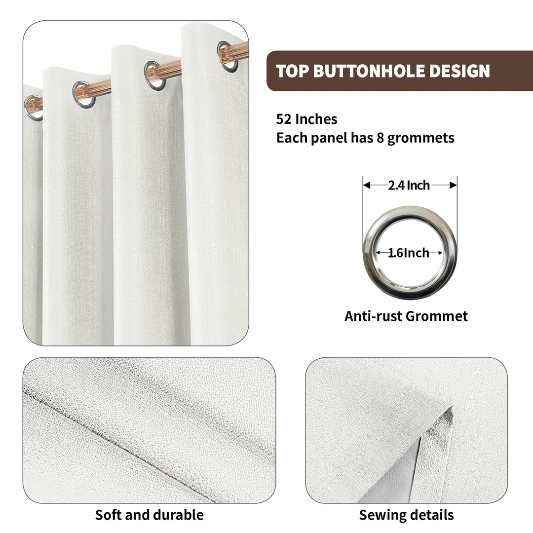 D E CURTAIN Blackout Curtains,Linen Curtains for Living Room or Bedroom 100% Absolutely Blackout,Back Coating Drapes for Quality Sleep and Privacy Protection,2 Panels Burg(Each 52 x 63 Inch,White)