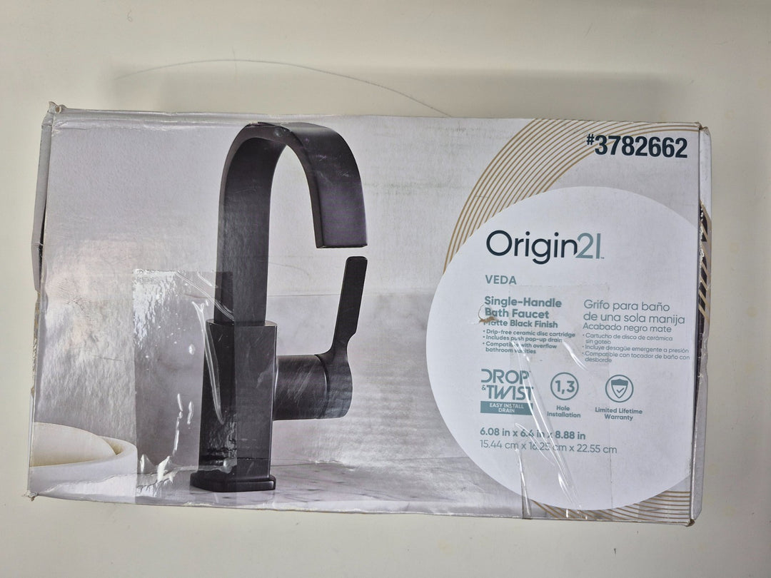 Allen Roth Veda Matte Black Single Hole 1-handle WaterSense High-arc #3782662