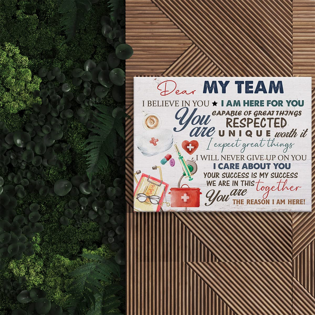 Nurse Canvas Wall Art Decor Dear My Team I Believe in You Medical Staff Team Poster Painting Framed Nurse Quote Print Sign Artwork for Home Office Decor 12 X 15 Inch