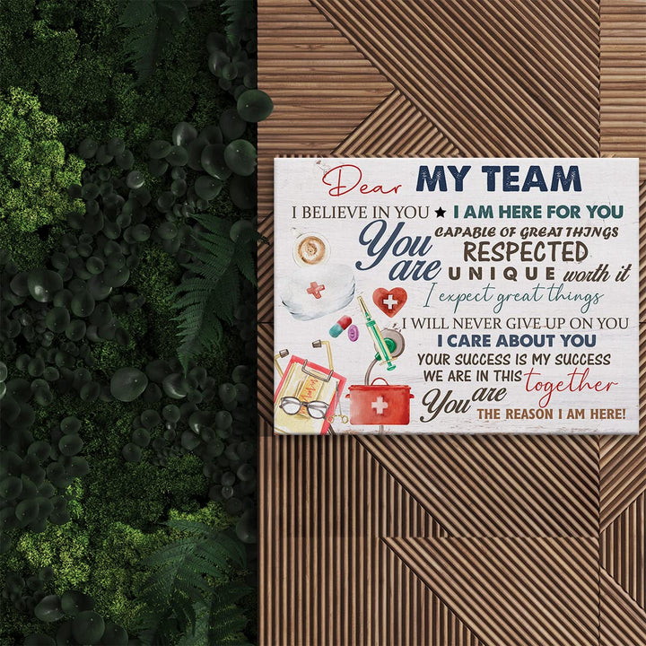 Nurse Canvas Wall Art Decor Dear My Team I Believe in You Medical Staff Team Poster Painting Framed Nurse Quote Print Sign Artwork for Home Office Decor 12 X 15 Inch