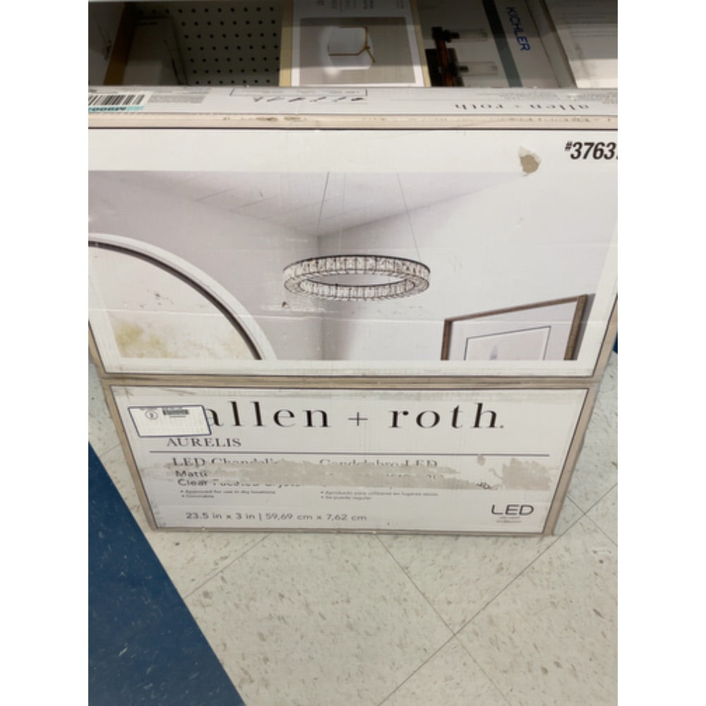 ALLEN + ROTH Aurelis LED Chandelier Chrome Clear Faceted Crystal 38839-LWUC, NEW