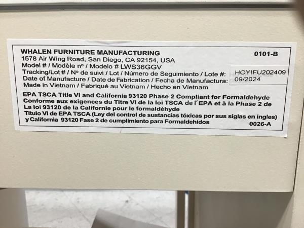 Whalen Furniture LWS36GGV Vanity - White, Sink, Cabinet, Drawers Retail $450.00